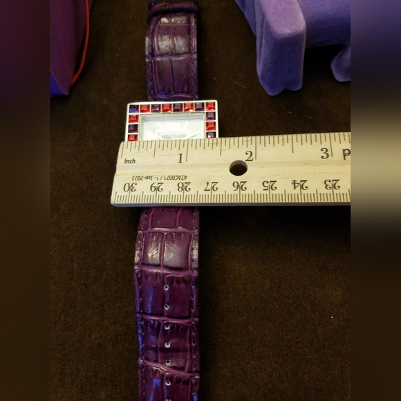 NIB Red by Waltham Wrist Watch Purple Faux Stones Alligator Band - Picture 10 of 16
